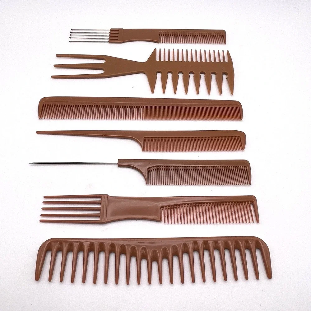 Vtg Luxor Bone Comb Kit Picks Brown w/ Storage Case *Missing 3* (Not Real Bones)
